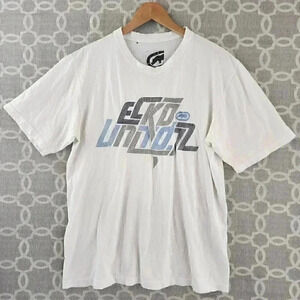 EckoUnited White Crew Neck T Shirt Men's L